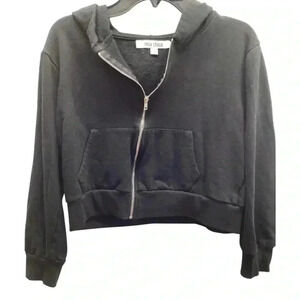 Girls Mia Chica Black Cropped Zipper Hooded Jacket (Preowned)